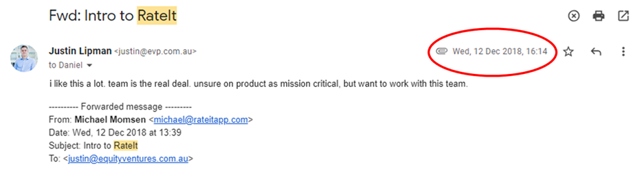Email about Zipline team